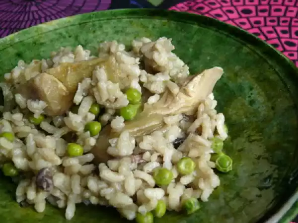 Recette Risotto aux champignons, artichauts et petits pois