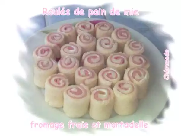 Recette Roulés de pain de mie (fromage frais et mortadelle)