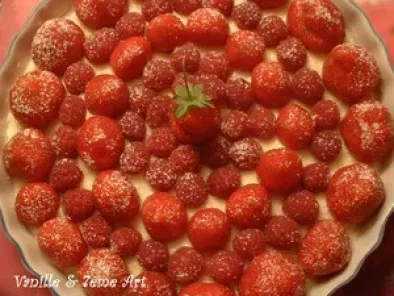 Recette Tarte express fraises-framboises au mascarpone