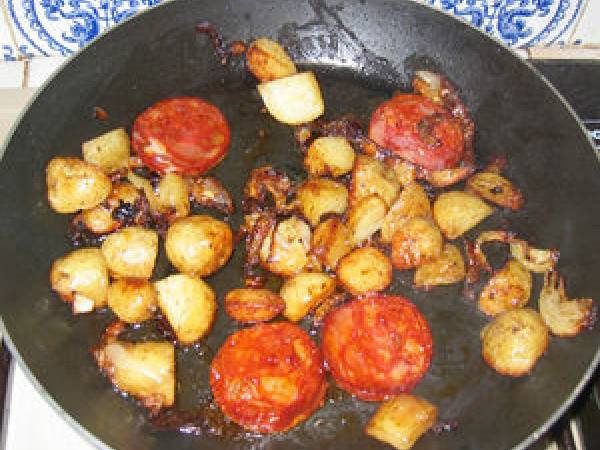 Omelette aux pommes de terre de Noimoutier et au chorizo - Préparation etape 5