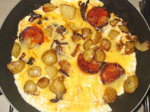 Omelette aux pommes de terre de Noimoutier et au chorizo - Préparation etape 6