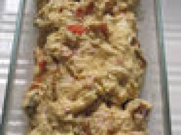 Cake estival aux poivrons rouges tomates séchées et jambon - Préparation etape 3