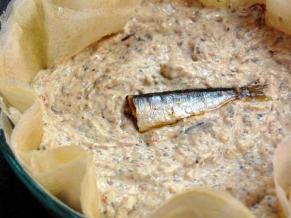 Tarte croustillante sardines & fromage fines herbes - Préparation etape 5