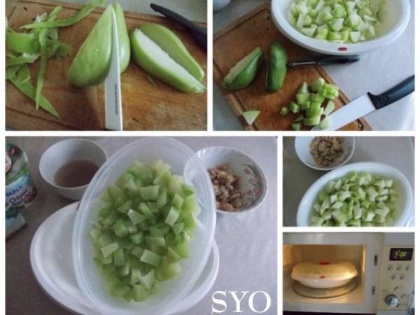 Gratin de Christophines aux coques, poireau et chèvre - Préparation etape 2