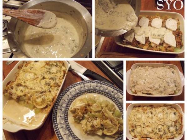 Gratin de Christophines aux coques, poireau et chèvre - Préparation etape 6