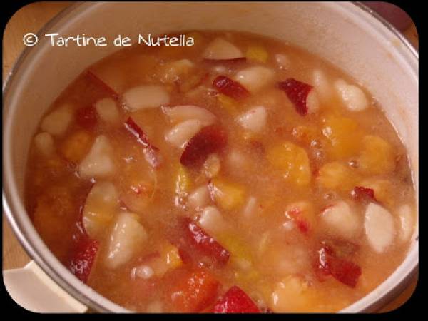 Confiture poire/nectarine à la vanille - Préparation etape 1