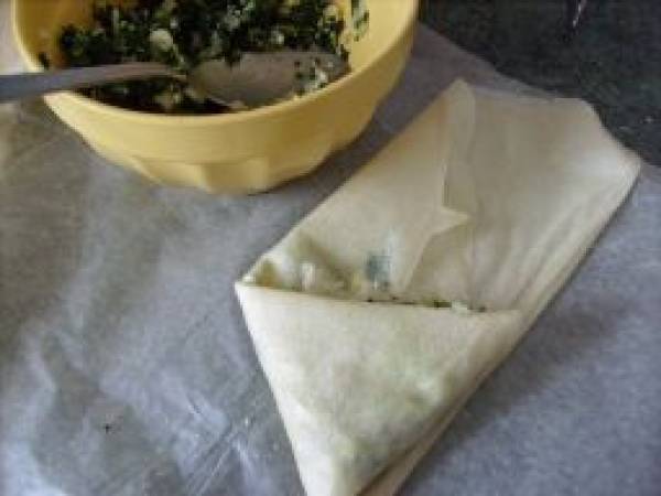 Triangles Croustillants aux Feuilles de Bettes et Féta - Préparation etape 5