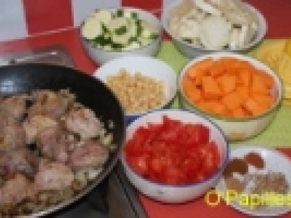 Tajine de potimarron et légumes de l?été - Préparation etape 3