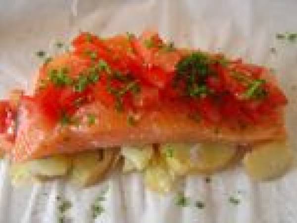 Duo de saumon et crevettes en papillote - Préparation etape 3