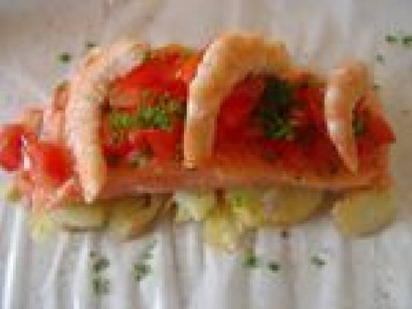 Duo de saumon et crevettes en papillote - Préparation etape 4
