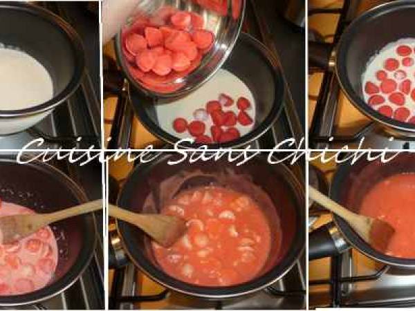 Gravity cake et sa ganache aux fraises tagada - Préparation etape 2