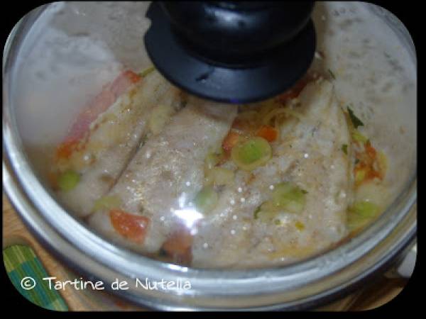 Filet de panga sur fondue de légumes et son riz en sauce - Préparation etape 4