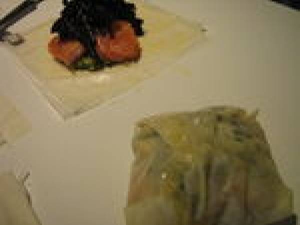 Croustillants de saumon aux trompettes de la mort - Préparation etape 6