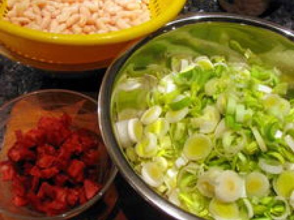 Gratin de poireaux aux haricots blancs et au chorizo - Préparation etape 1