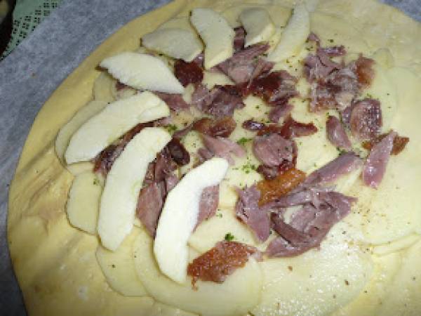 Tourte au confit de canard et aux deux pommes - Préparation etape 5