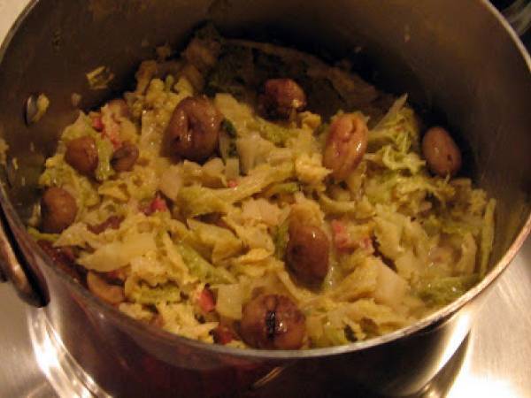 Perdreau au chou et aux chataîgnes - Rebhuhn mit Maronen-Kohl - Préparation etape 2