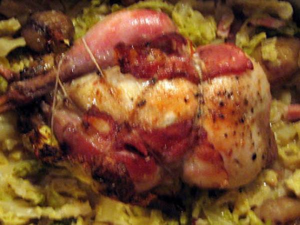 Perdreau au chou et aux chataîgnes - Rebhuhn mit Maronen-Kohl - Préparation etape 4