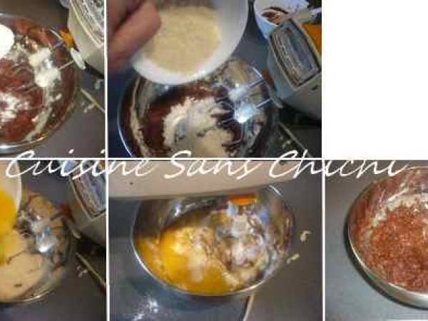 Gâteau Saint-Valentin. Coeur moelleux au chocolat et sa purée de framboises. - Préparation etape 6