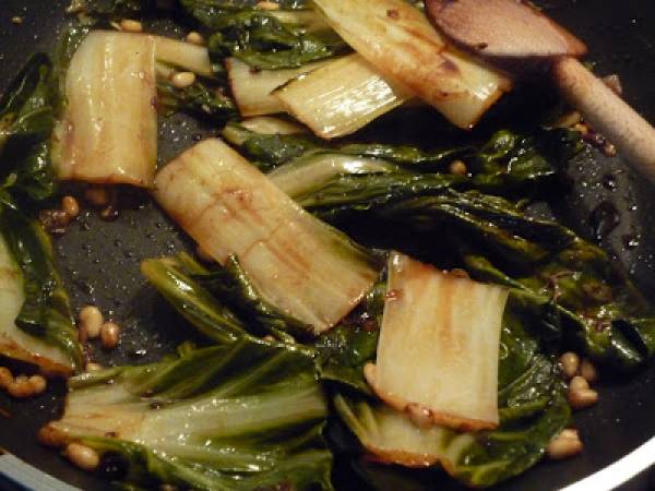 Feuilles de blette sautées - Sautierter Mangold - Préparation etape 5