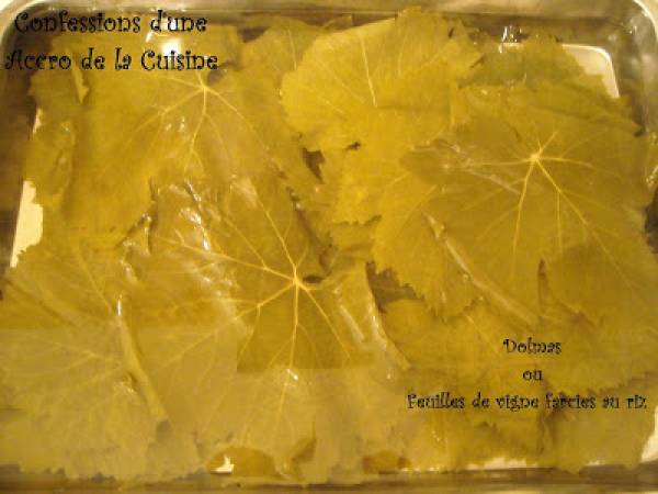 Dolmas ou feuilles de vigne farcies au riz - Préparation etape 1