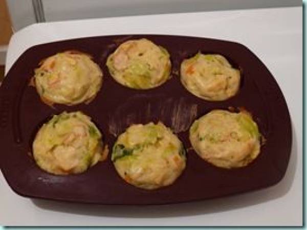 Muffins légers poireau-surimi - Préparation etape 6
