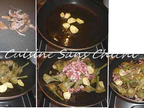 Penne aux artichauts poivrade et crème de parmesan - Préparation etape 3