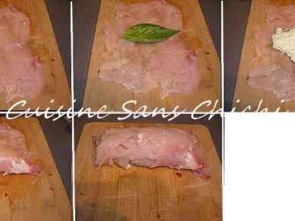 Roulés de poulet au jambon cru, farcis de ricotta et pesto - Préparation etape 5