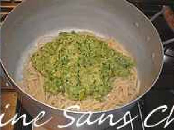 Spaghettis à la carbonara végétarienne aux courgettes. - Préparation etape 6