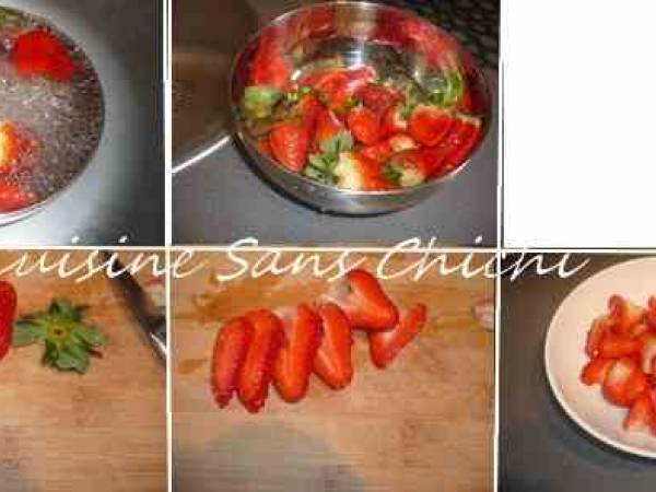 Petits roulés de pain perdu aux fraises et nutella. - Préparation etape 1