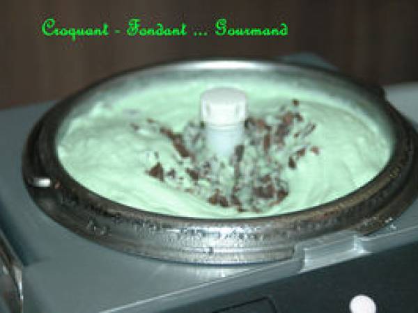 CRÈME GLACÉE à la MENTHE et aux PÉPITES de CHOCOLAT - Préparation etape 5