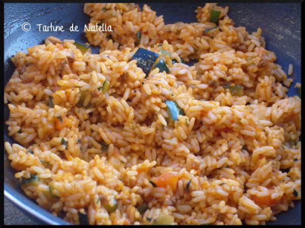 Riz tomaté aux légumes et steak au fromage - Préparation etape 4