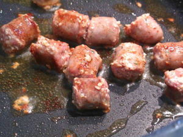 Pâtes aux cocos de Paimpol frais et à la saucisse - Préparation etape 4