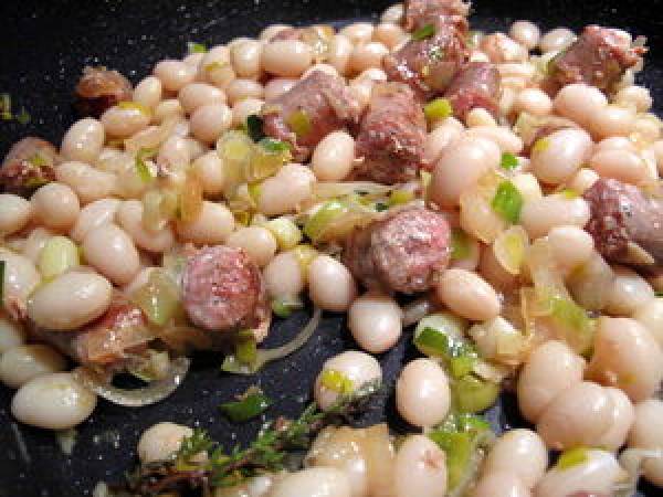 Pâtes aux cocos de Paimpol frais et à la saucisse - Préparation etape 6