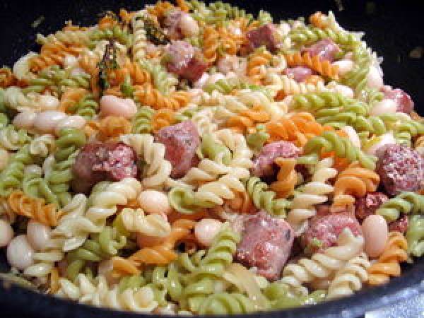 Pâtes aux cocos de Paimpol frais et à la saucisse - Préparation etape 7