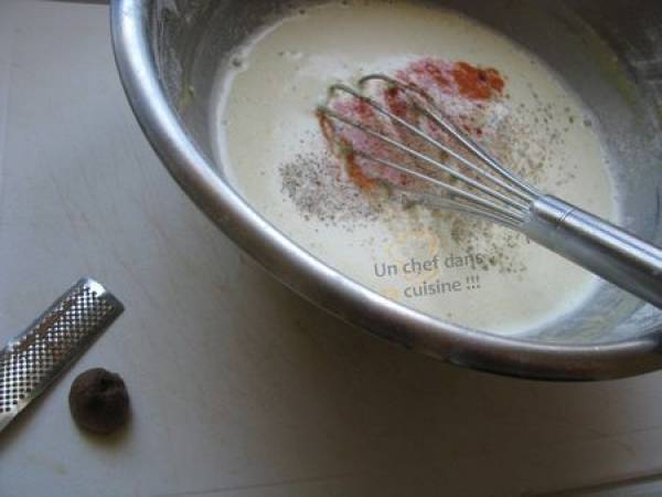 Clafoutis de Chair de Tourteau et son Espuma de Corail - Préparation etape 2