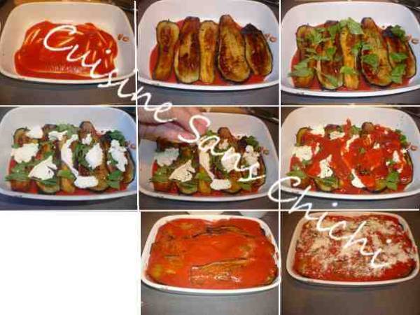 Mille-feuille d'aubergines au fromage de chèvre - Préparation etape 7