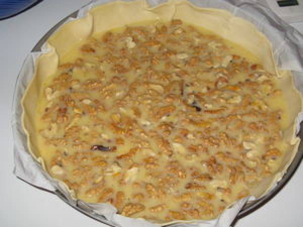 Tarte au noix, nappage chocolat - Préparation etape 3