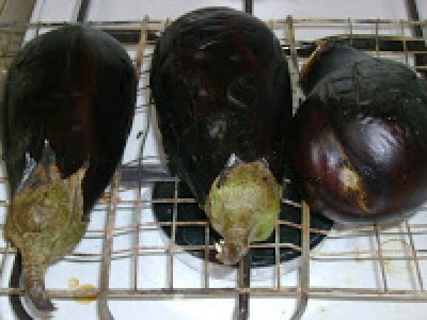 Salade d'aubergines et poivrons grillés - Préparation etape 1
