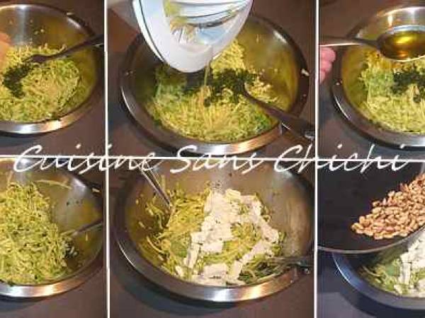 Courgettes trompettes au fromage de brebis et pignon de pin - Préparation etape 6