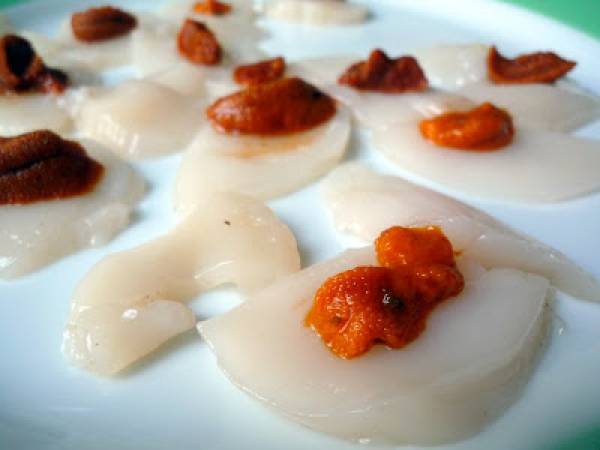 Carpaccio de Saint Jacques aux oursins - Préparation etape 3