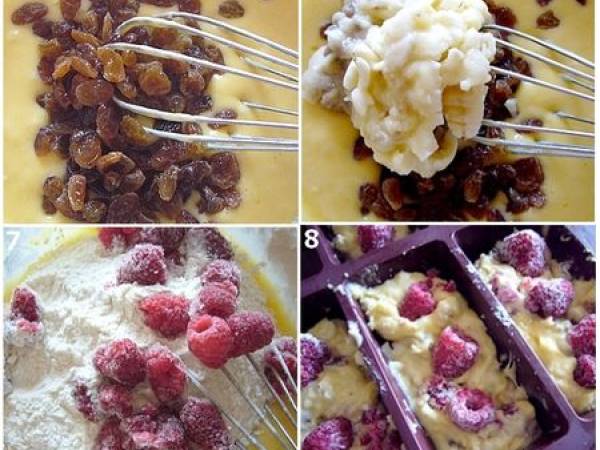 Mini Cakes framboise banane raisin et rhum - Préparation etape 7