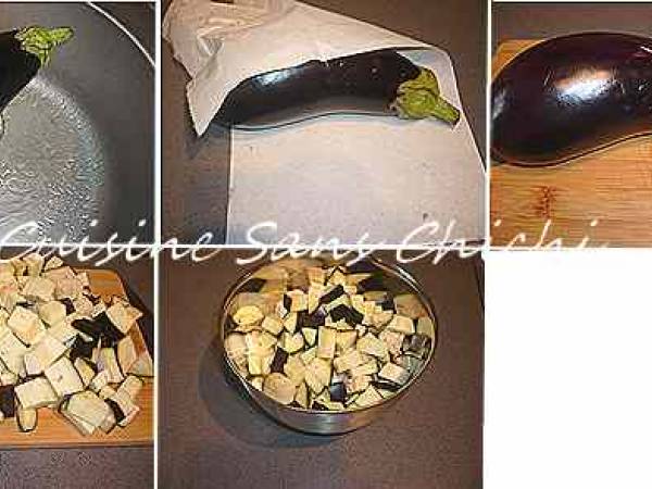 Farfalle au chorizo et aubergine. - Préparation etape 1