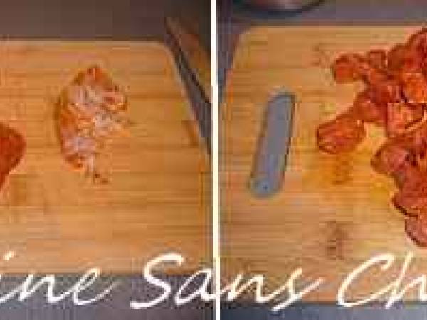 Farfalle au chorizo et aubergine. - Préparation etape 2