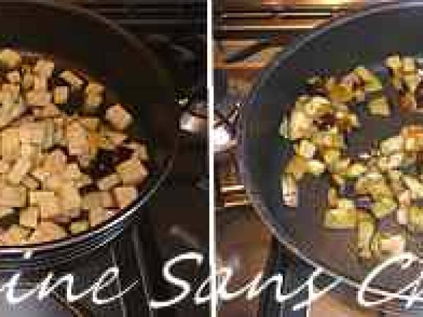 Farfalle au chorizo et aubergine. - Préparation etape 4