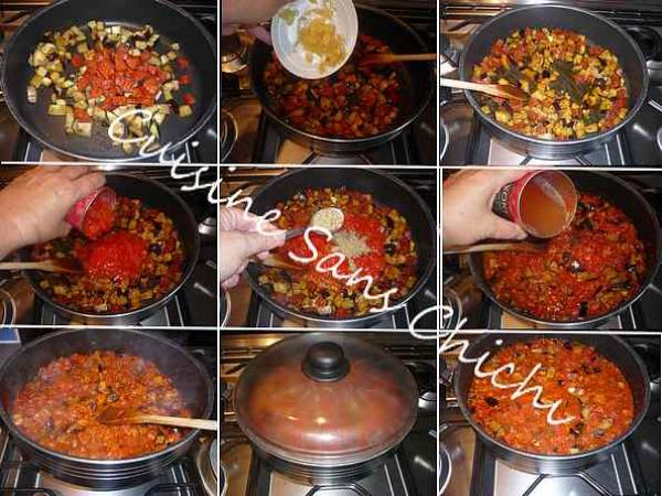 Farfalle au chorizo et aubergine. - Préparation etape 5