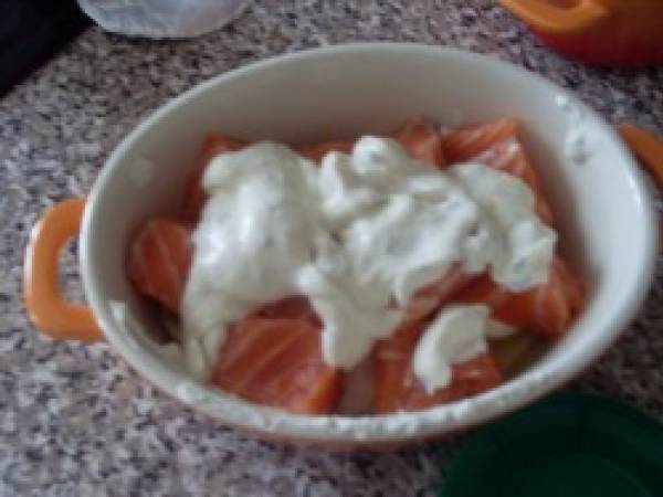 Saumon au boursin en cocotte: préparation: 15mn, cuisson: 1h20. - Préparation etape 3