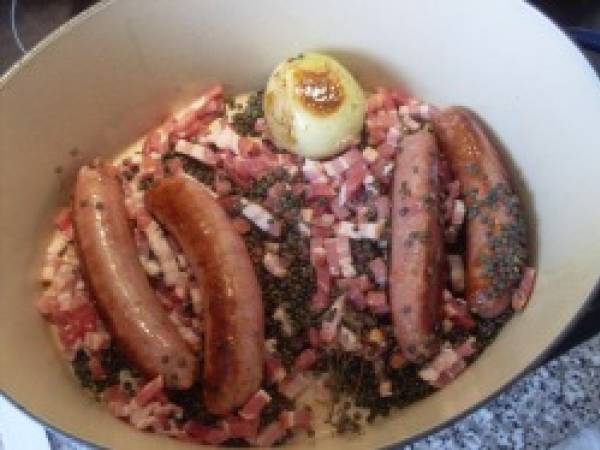Lentilles aux saucisses de toulouse - Préparation etape 2