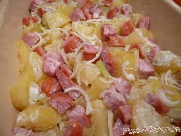 TARTIFLETTE A LA SAUCISSE DE MONTBELIARD - Préparation etape 5