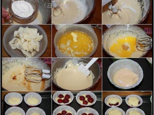 Muffins aux cerises griottes - Préparation etape 1