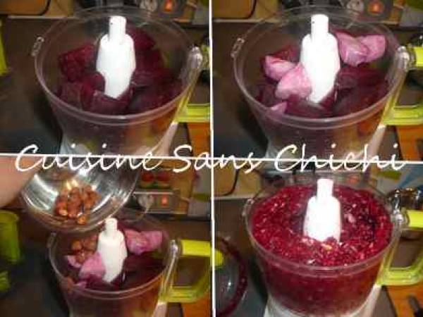 Betterave à tartiner, aux noisettes et basilic. - Préparation etape 4